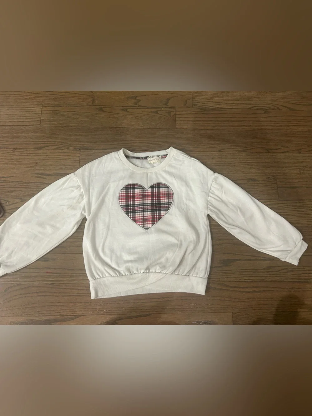 Girls Christmas Outfit Set Size 8 White Sweater & Red Plaid Pants Good Condition - Picture 2 of 8